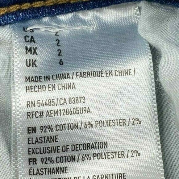 American Eagle Jean Shorts Womens 2 Super Stretch Distressed Blue Cutoff Patches - Picture 7 of 8